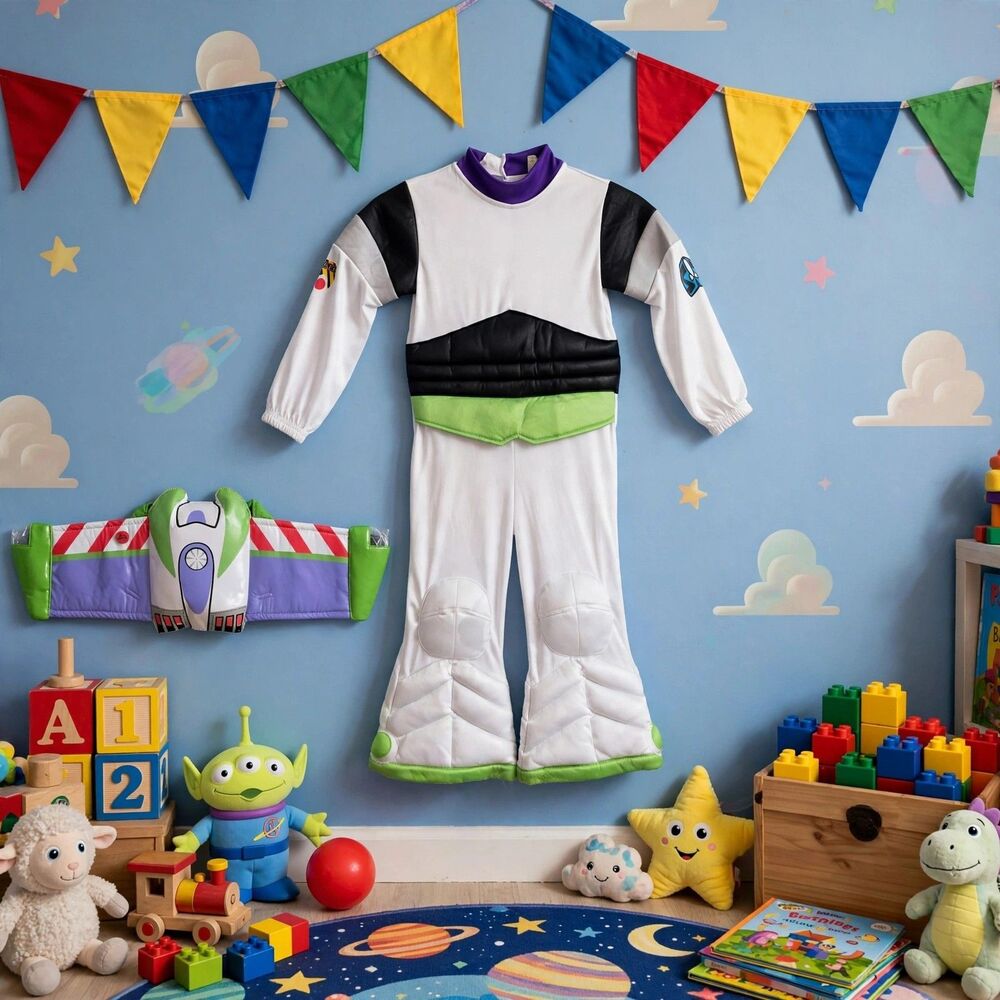 Disney Pixar Toy Story Buzz Lightyear Costume Kids 4 Padded Wings Halloween C265